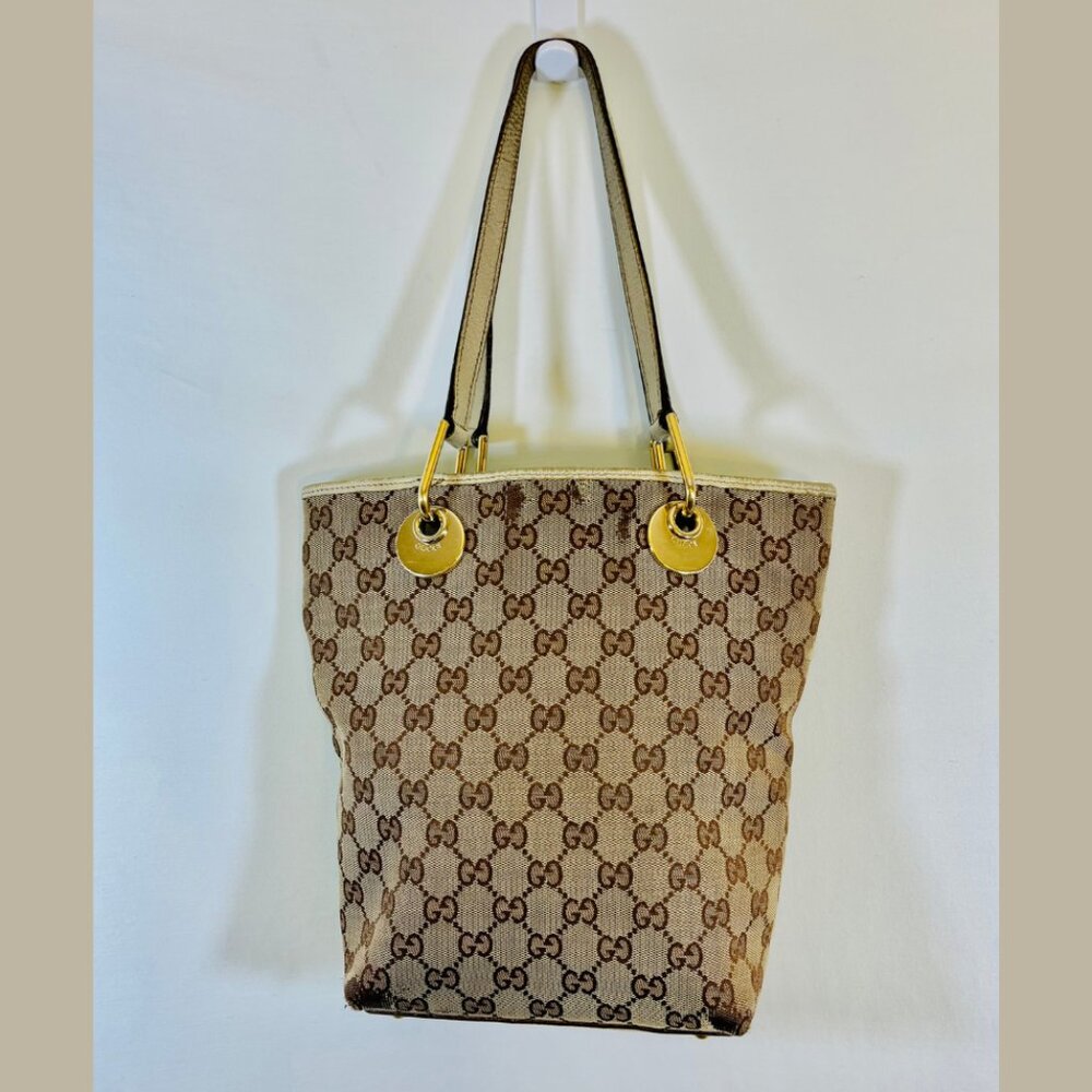 Gucci GG Tan Canvas Eclipse Tote Bag Small Tote Bag